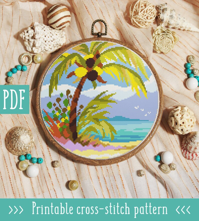 Modern Cross Stitch Pattern. Hawaii Cross Stitch Pattern. Sea Etsy