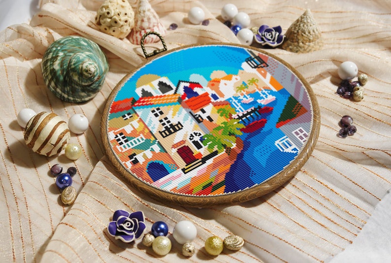 Sea cross stitch pattern City cross stitch pattern Summer cross stitch pattern Modern cross stitch pattern