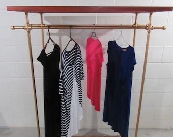 Item # 216, 3/4" DOUBLE Rolling Retail Rack WITH SHELF, Industrial steel pipe, Heavy Duty, retail display, Clothes rack, rail, Pipe rack