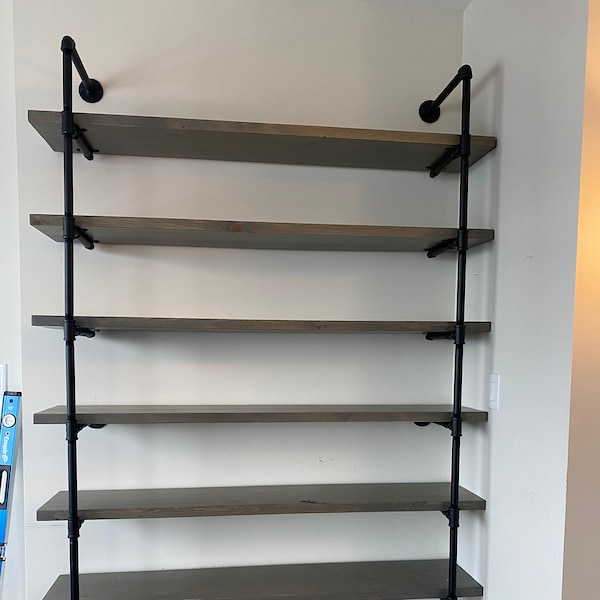 Item # 708, 3/4" Supports,   Set of two Industrial pipe shelving supports for 6 shelf unit