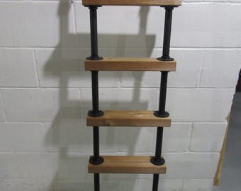 Item #624  3/4" (OD is 1.05") TINY House/ LOFT ladder, Industrial Steel pipe and solid pine steps