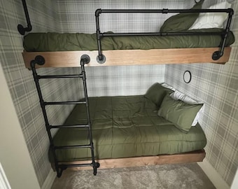 Item #609PKG-17, Industrial Bunk bed ladder PACKAGE, 3/4" (OD is 1.05") steel pipe, includes Guardrail and Grab bar