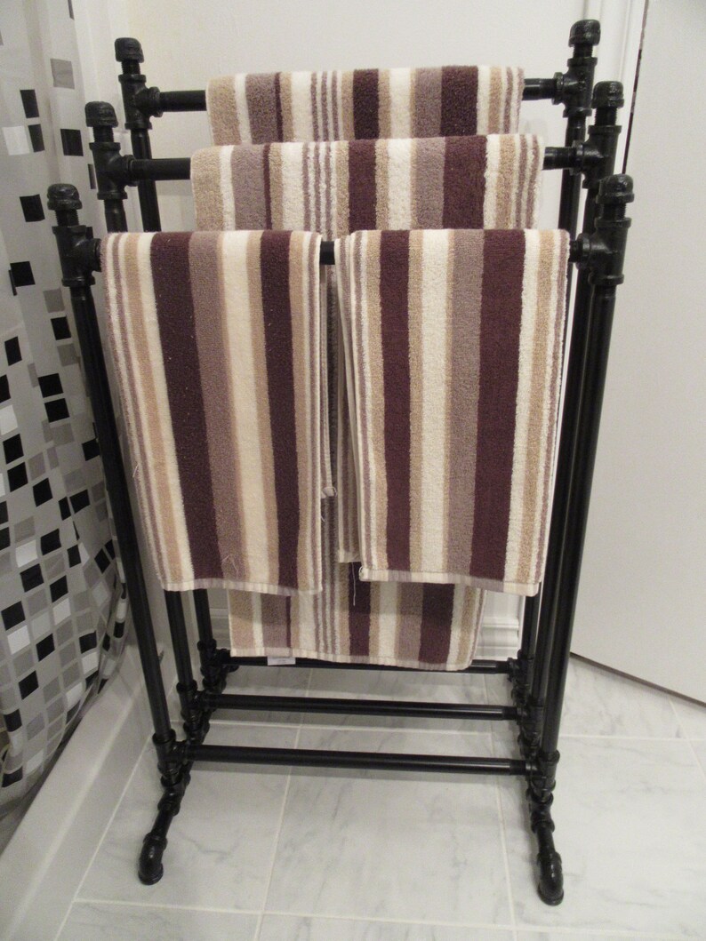 Item 62 Steampunk TRIPLE Bar Steel Pipe Towel Rack Etsy