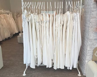 Item # 534, Bridal Gown Rack, Industrial 3/4" Heavy Duty Steel Pipe Commercial Display Rack Finished in Off White, Retail