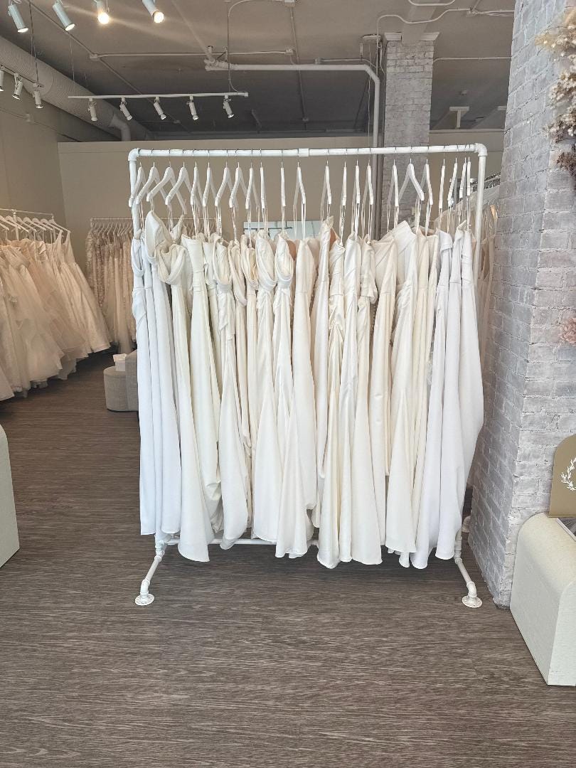 Used Gown Rack Item # 534, Bridal Gown Rack, Industrial 3/4