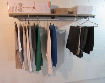 Item # 74, 3/4", TRIPLE-MOUNT, Industrial design clothing rack, Wall mounted clothes rack, Retail rack