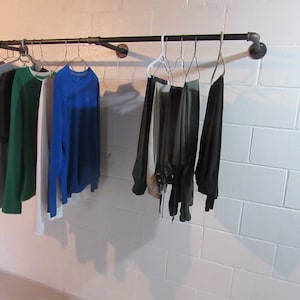 Item # 259, 3/4&quot; (O.D. IS 1.05&quot;) TRIPLE-MOUNT, Industrial steel pipe clothing rack, Wall mounted clothes rack, Garment rack, Retail rack