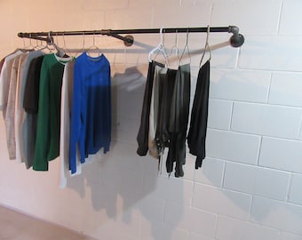 Item # 259, 3/4" (O.D. IS 1.05") TRIPLE-MOUNT, Industrial steel pipe clothing rack, Wall mounted clothes rack, Garment rack, Retail rack