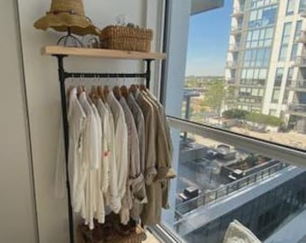 Item # 201, 3/4" ROLLING Rack, Solid SPF Wood Shelves Top and Bottom, Industrial  Retail Display Rack