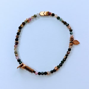 Multicolored Stretch Tourmaline Bracelet • Elastic Women&#39;s Bracelet • Colorful Stretch Bracelet • Semi-Precious Stone Bracelet