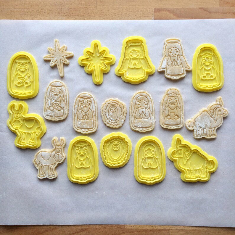 Nativity scene cookie cutter set of 9. Christmas cookie stamp.  Etsy