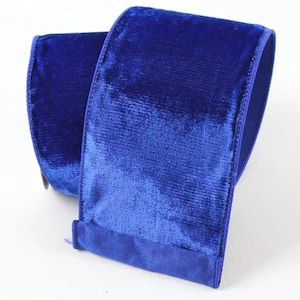 4 inch wired ribbon, Farrisilk, Designer Ribbon, Blue Christmas Ribbon, Christmas ribbon, Velvet Wired Ribbon, Royal Blue velvet