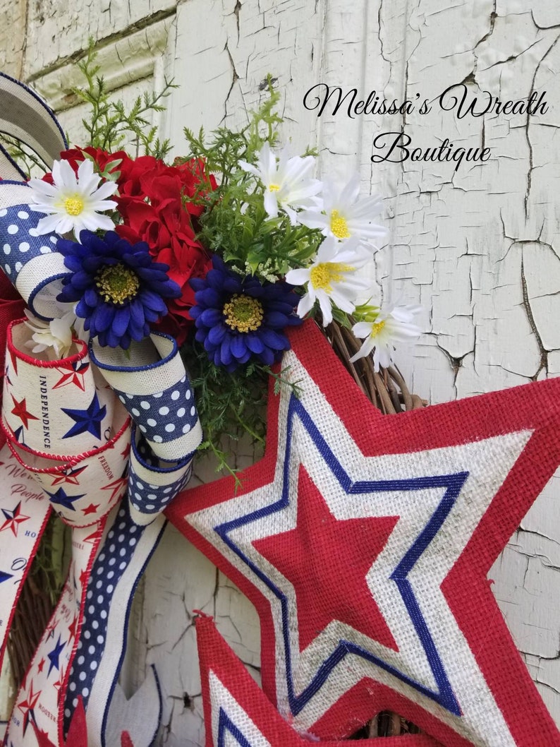 Summer Wreath Fourth of July Front Door Wreath Spring Decor Spring Door Wreath Summer decor Welcome wreath Patriotic wreath