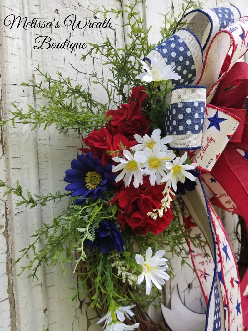 Summer Wreath Fourth of July Front Door Wreath Spring Decor Spring Door Wreath Summer decor Welcome wreath Patriotic wreath