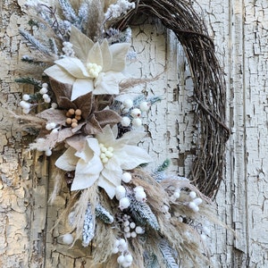 Neutral Christmas, Neutral Christmas Wreath, Christmas Wreath, Winter Wreath, Door Wreath, Front Door Christmas Wreath, Holiday Wreath