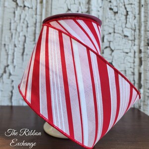 Wired Red/white Candy Cane Stripe Ribbon 1.5 Wide BY THE YARD, Christmas  Ribbon 