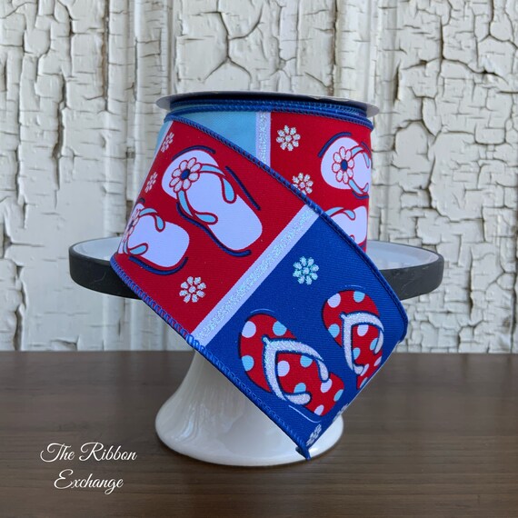 Patriotic Wired Ribbon - Red White & Blue 2.5 Inch X 10 Yard For Wreaths & 4th Of July Crafts