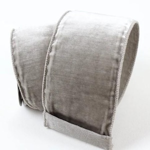 4 inch wired ribbon, Farrisilk, Designer Ribbon, Wired ribbon, Luxury ribbon, Christmas ribbon, Platinum wired ribbon, Platinum velvet
