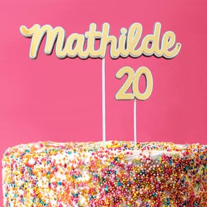 Décoration pour gâteau personnalisé - Cake topper Prénom + Age - Anniversaire personnalisé - Évènement festif - Cake topper anniversaire