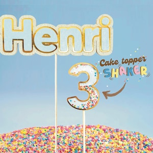 Cake Topper Shaker Prénom + Age - Décoration personnalisée gâteau anniversaire enfant - Cake topper anniversaire - évènement festif