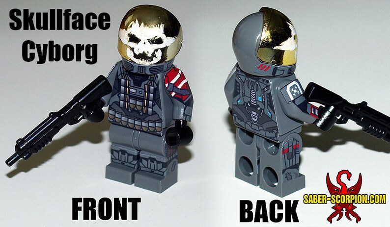 Military Sci-Fi Custom Construction Toy Figures Skullface Cyborg