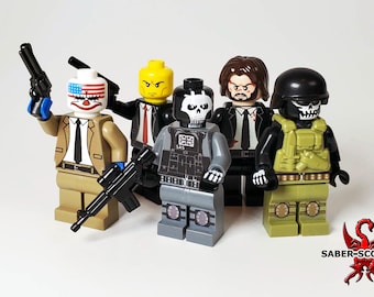 Custom Construction Toy Figures: Modern Soldiers, Police, and Robbers