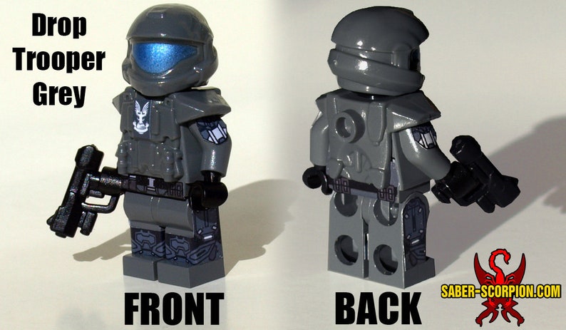 Military Sci-Fi Custom Construction Toy Figures Drop Trooper Grey