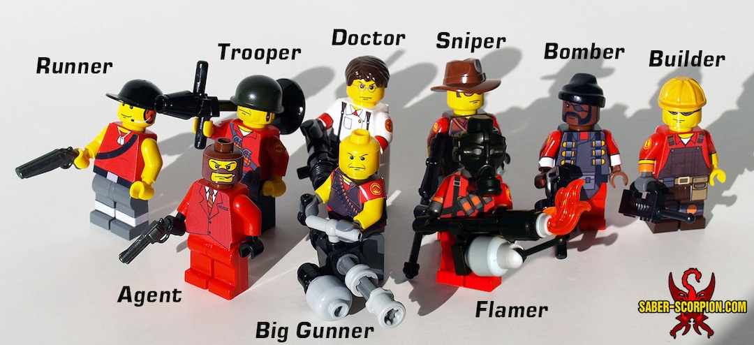 Red Blue Team Custom Construction Toy Figures Etsy