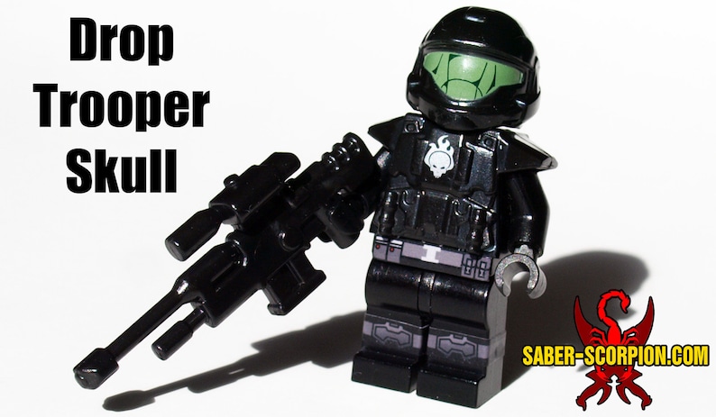 Military Sci-Fi Custom Construction Toy Figures Drop Trooper Skull