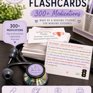 Pharmacology Flashcards for Nursing Students | Printed NCLEX & HESI Study Cards | 300+ Medications | The Java RN