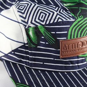 Navy/White African Print Hat