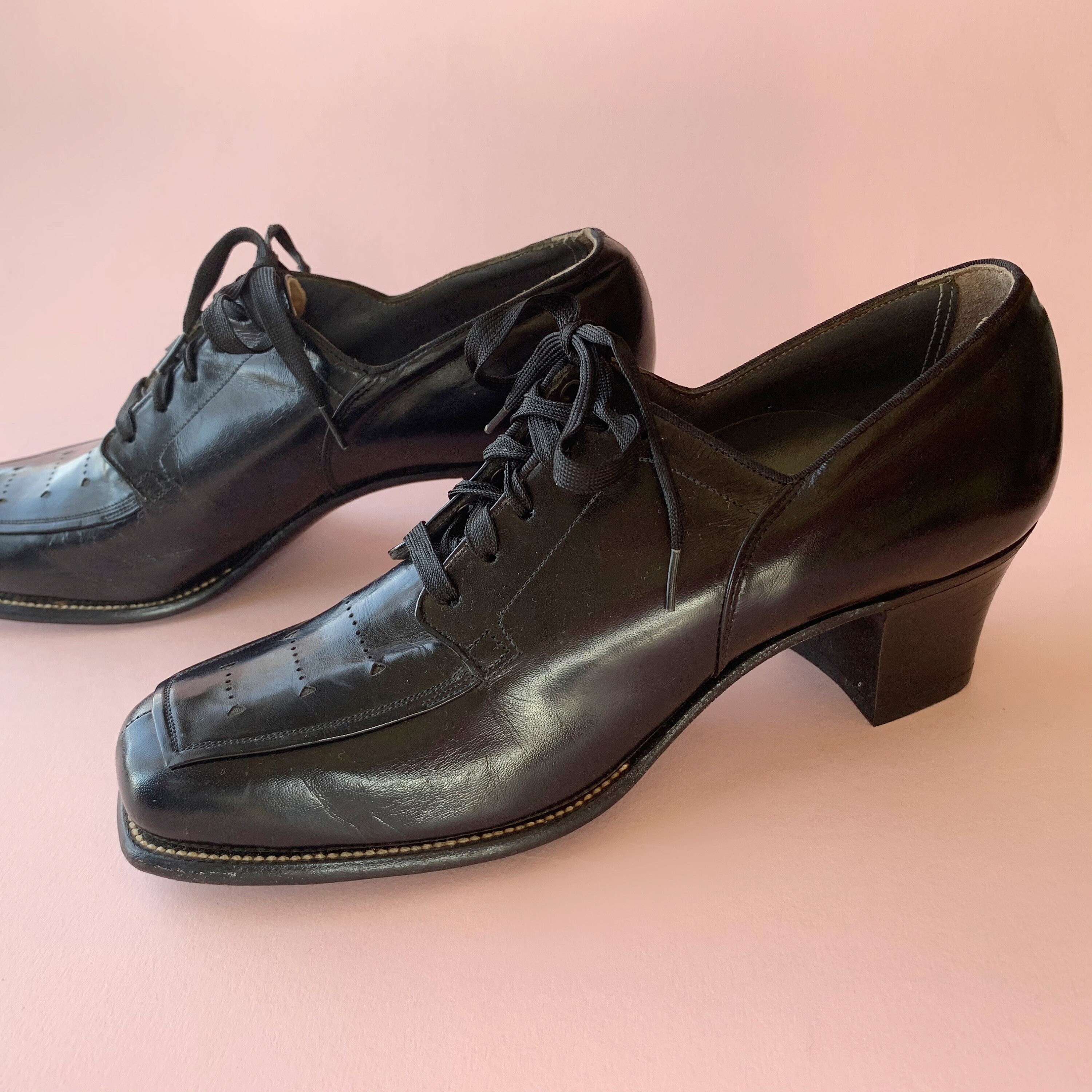 1930's NOS Unworn Black Leather Oxfords Vintage 30's | Etsy