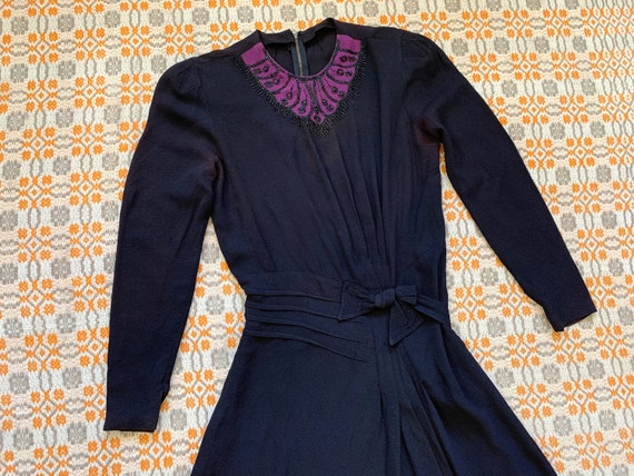 1940's Crepe Dress - Vintage Late 1930's Early 40'