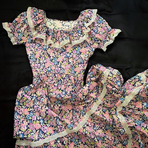 Vintage 1940's Floral Cotton Gown - Flower Print L