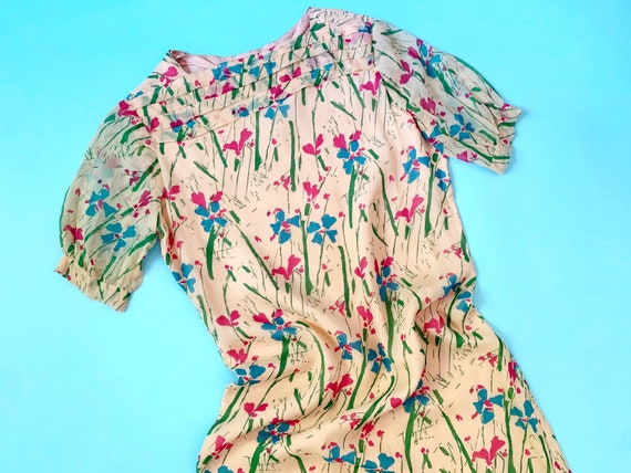 1930's Dress - Vintage 30's Abstract Floral Print