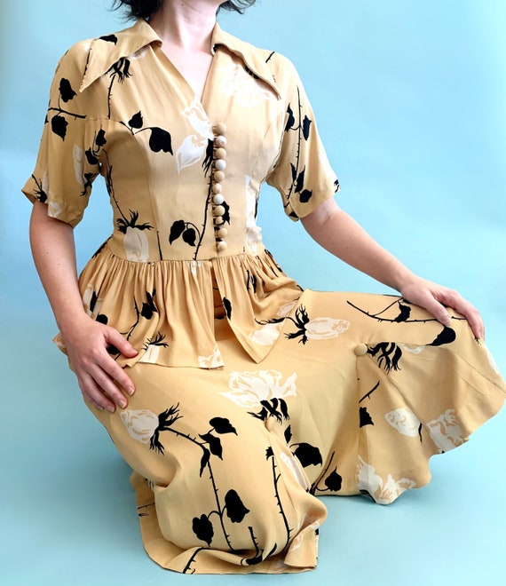1940's Two Piece Dress Set - Vintage Late 30's Ear
