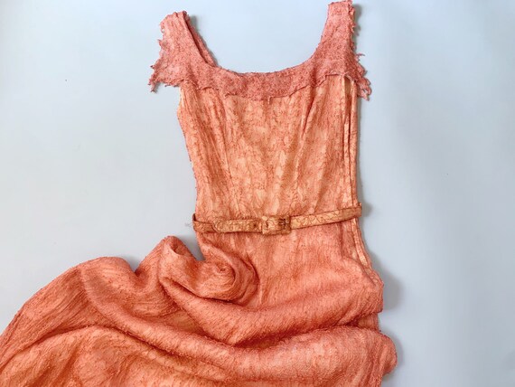 1940's Coral Lace Dress - Vintage 40's Orange Pink