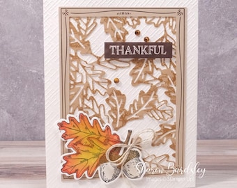 Handmade Fall Thanksgiving Card - Stampin Up Autumn Leaves - Colorful Fall Leaves & Acorns - Warm Thanksgiving Seasonal Charm - Thankful