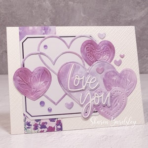 Handmade Valentines Anniversary Card Stampin Up Lovely Lavender Love You Hearts Card Valentines Day Love You Monochromatic Hearts image 1