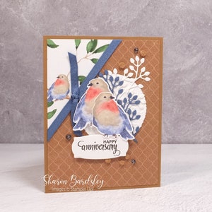 Carte d'anniversaire faite main - Stampin Up Joyeux anniversaire Love Birds - Love Birds & Flowers - Félicitations d'anniversaire