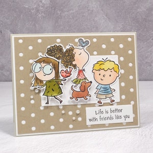 Carte d'amitié faite à la main - StampinUp By My Side - Carte sur le thème de l'amitié Adorable Kids BFF - Penser à toi - Penser à toi -Meilleurs amis