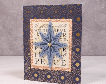 Handmade Christmas Card – Stampin Up Night Divine – Stars at Night –Star of Wonder - Wonderful Counselor – Perfect Light Religious Christmas
