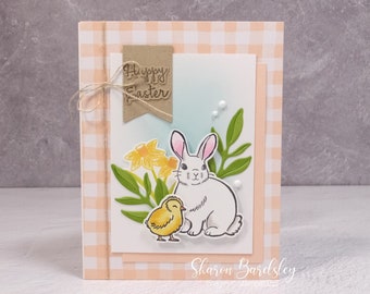 Handmade Easter Card – Stampin Up Easter Friends - Easter Bunny Chick - Floral Easter - Happy Easter – Welcome Spring - Flowers Bunny Chick