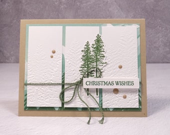 Handmade Pine Tree Forest Card – Outdoorsy Masculine Christmas Card – Evergreen Forest Masculine Christmas - Merry Christmas Wishes For Him