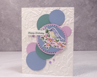 Handmade Birthday Card – Stampin Up Flight and Airy Bird on a Branch Birthday Card – Geometric Design Birthday – Birds & Flowers Birthday