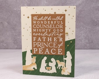 Handmade Christmas Card – Stampin Up Night Divine – Manger Scene Nativity - Holy Family Holy Night - Wonderful Counselor - First Christmas