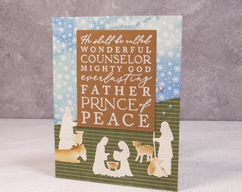 Handmade Christmas Card – Stampin Up Night Divine – Wonderful Counselor - First Christmas - Manger Scene Nativity - Holy Family Holy Night