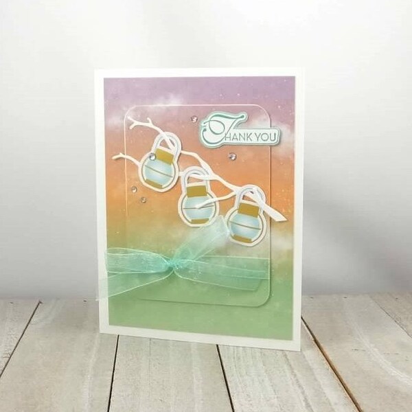 Handmade Thank You Card - Stampin Up Summer Nights – Thanks - Thank You – Lanterns – Lamps – Summer Sky – Carnival Lights - Hanging Lanterns