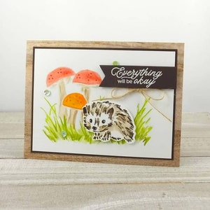 Handmade Card Stampin Up Walk In The Woods Hedgehog Thinking of You Encouragement Everything Will Be Okay Hedgehog & Mushrooms image 1