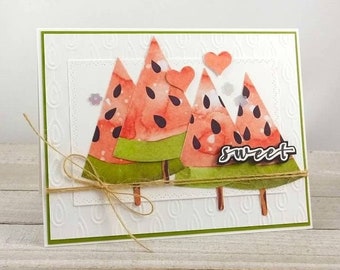 Handmade All Occasion Card - Stampin Up So Cool - Sweet Watermelon – Watermelon on a Stick - Summertime Birthday – Watermelon Birthday Card